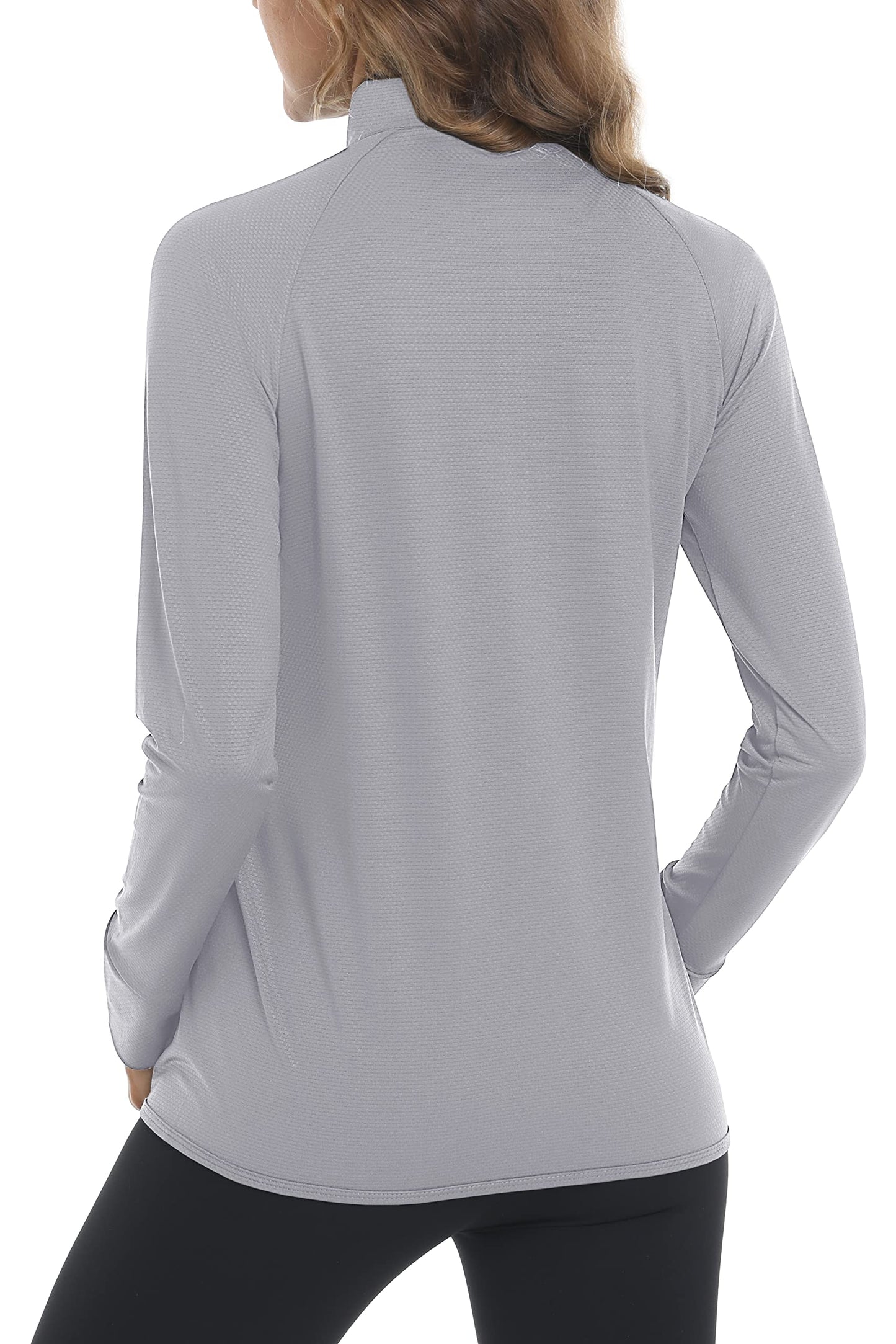 MAGCOMSEN Lightweight Jacket for Women UV Protection Long Sleeve Shirts Quick Dry Running Hiking Shirts Light Grey L
