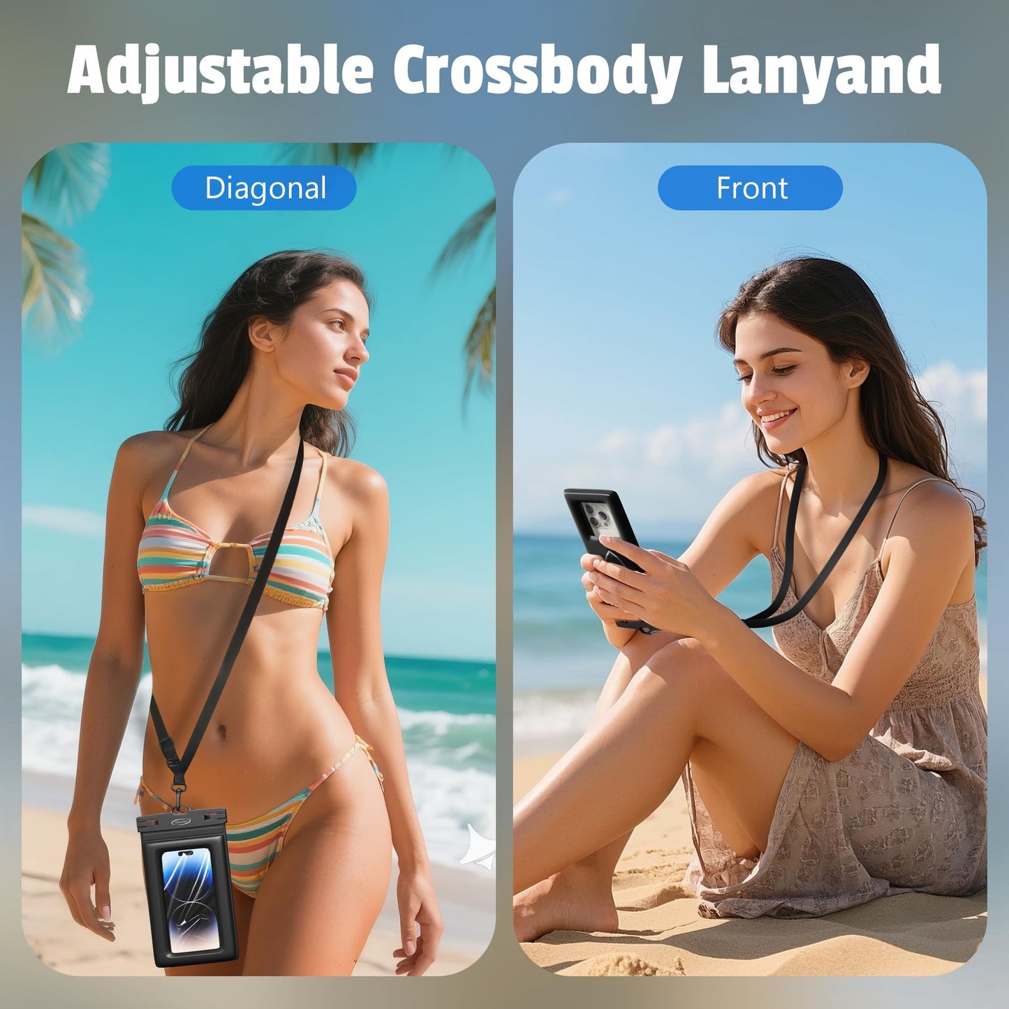 AiRunTech Universal Waterproof Phone Pouch, Beach Essential Accessories Protector iPhone Passport Money Sandproof,Swimming Sup Surfing Jetski Must Haves