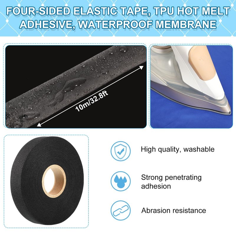 Outus Wetsuit Repair Iron On Seam Sealing Tape 32.8 Ft Seam Sealing Patch Waterproof for Neoprene Wetsuit Drysuit Fishing Suits Industrial Standard Carrier Material(1 Inch in Width,Black)