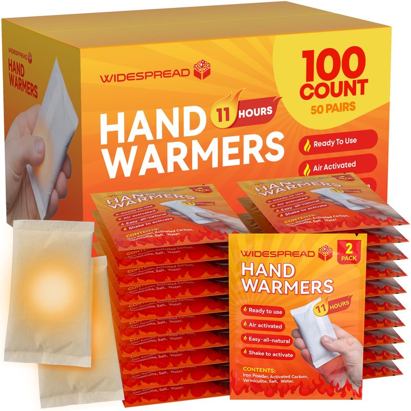 Hand Warmers Disposable 50 Pairs (100 Warmers) 11+ Hour Air-Activated Hot Hands Hand Warmers Bulk Pack - TSA Approved Pocket & Glove Warmers