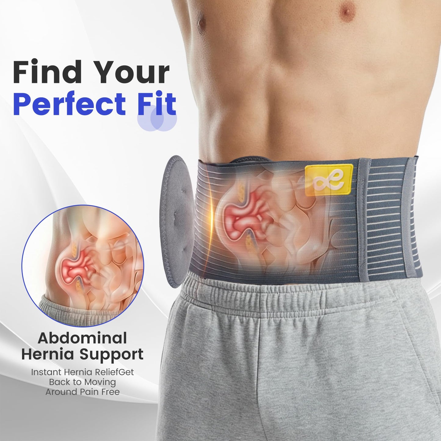 gagaiuco Umbilical Hernia Belt for Men and Women - Hernia Support for Men with 2 Compression Pad (inguinal, femoral, incisional) - Abdominal Binder Post Surgery and Postpartum （S/M）