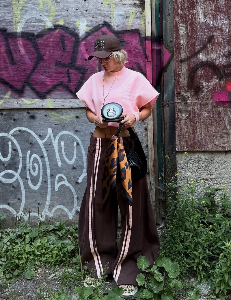 Aelfric Eden Stripe Super Baggy Sweatpants Oversized Barrel Pants Vintage Wide Leg Elastic Waist Lantern Trouser Unisex Brown X-Small