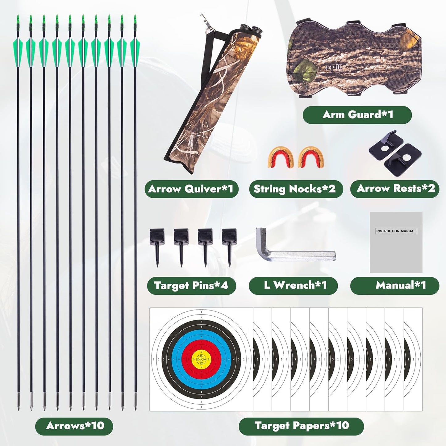 Recurve Bow and Arrow Set for Adults - Takedown Archery Kit for Beginners | Left & Right Handed, 20/30/40lbs
