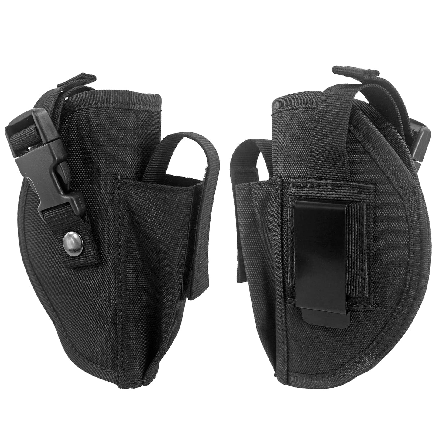 Bursport Tactical Belt Holster with Mag Pouch and Metal Clip Universal Outside The Waistband Handgun Holster Black
