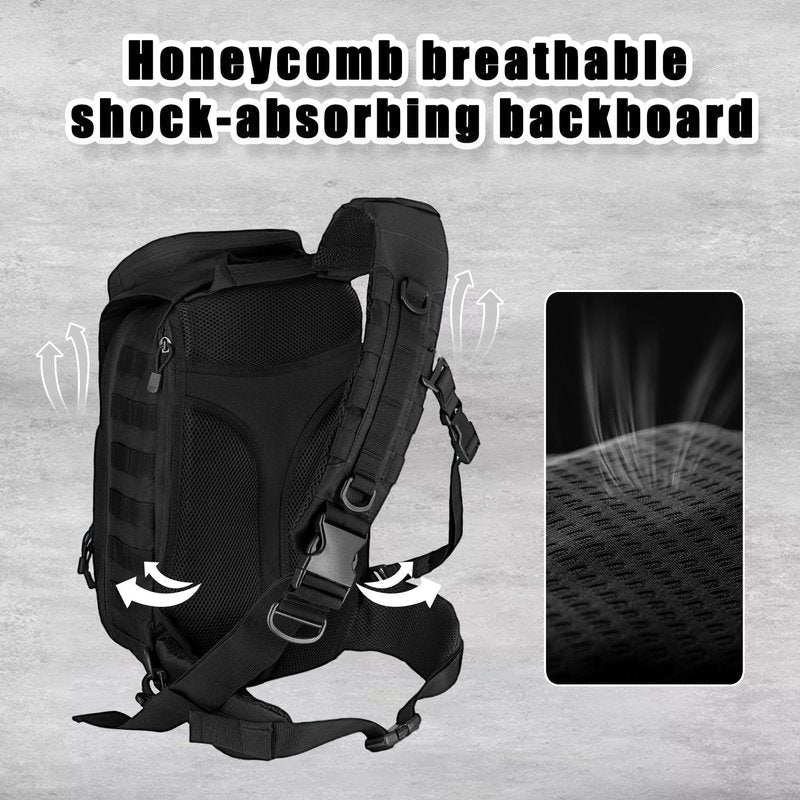 MANETTA Tactical sling Backpack for men- 25l Large Army one shoulder Backpacks For Men Camping Hiking Trekking Daypack Rucksack (black-15.6)