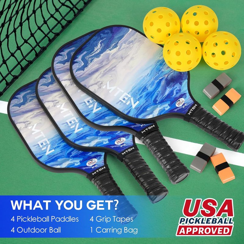 Pickleball Paddles Set | USAPA Approved Fiberglass Rackets for Men & Women – Choose 2, 4, or Single Paddle