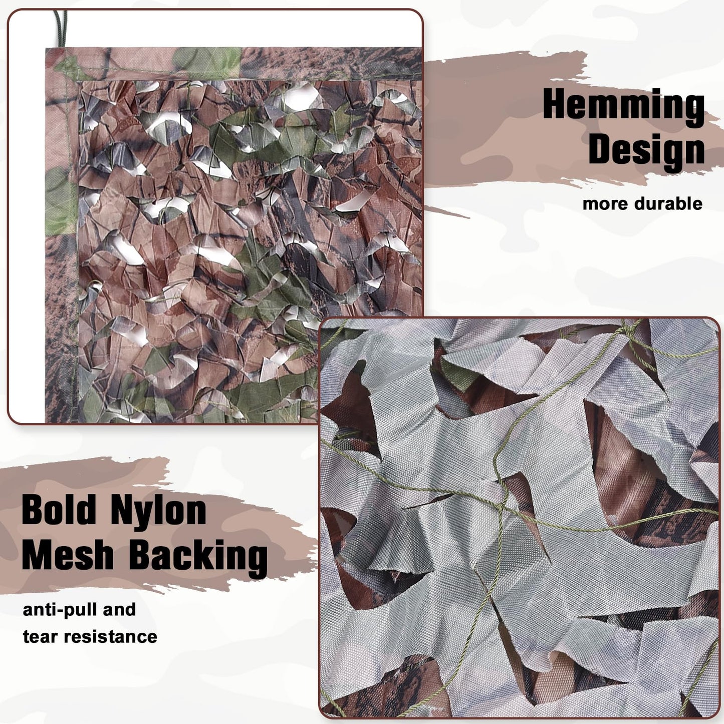 Yeacool Camo Netting Mesh Camouflage Netting Military Surplus Hunting Blind Net for Camping Military Theme Party Decor Backdrop Sunshade Car Cover Shooting (Camo Bionic Leaves,9.8ftx9.8ft, 3m*3m)