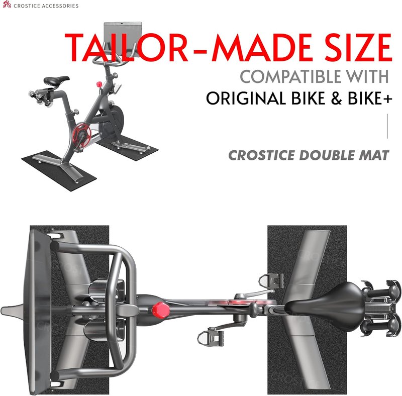 Double Mat for Peloton Bike & Concept 2 Rowing Machine - 6mm Thick, Protects Hardwood Floors | Home Gym Accessory