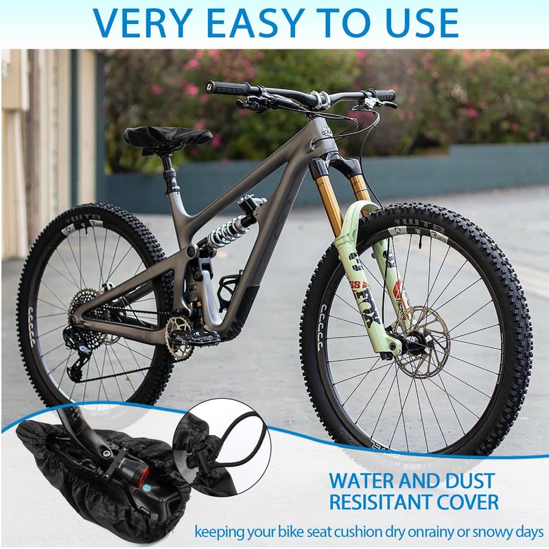 Waterproof Bike Seat Covers: Dustproof, Rainproof, UV-Protective, Windproof, Easy to Install and Clean. Suitable for Men's and Women's City/Mountain Bikes (2pcs Black)