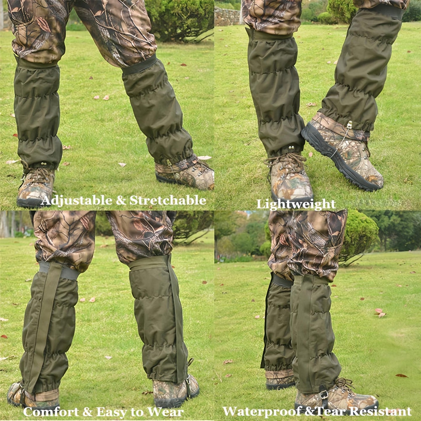 Adjustable Snake Gaiters for Men & Women, Camo Snake Proof Boot Gators, Snake Bite Protection Guards Chaps, Waterproof Leg Gators for Hiking, Hunting, Snow, Snowshoeing, Rattlesnake
