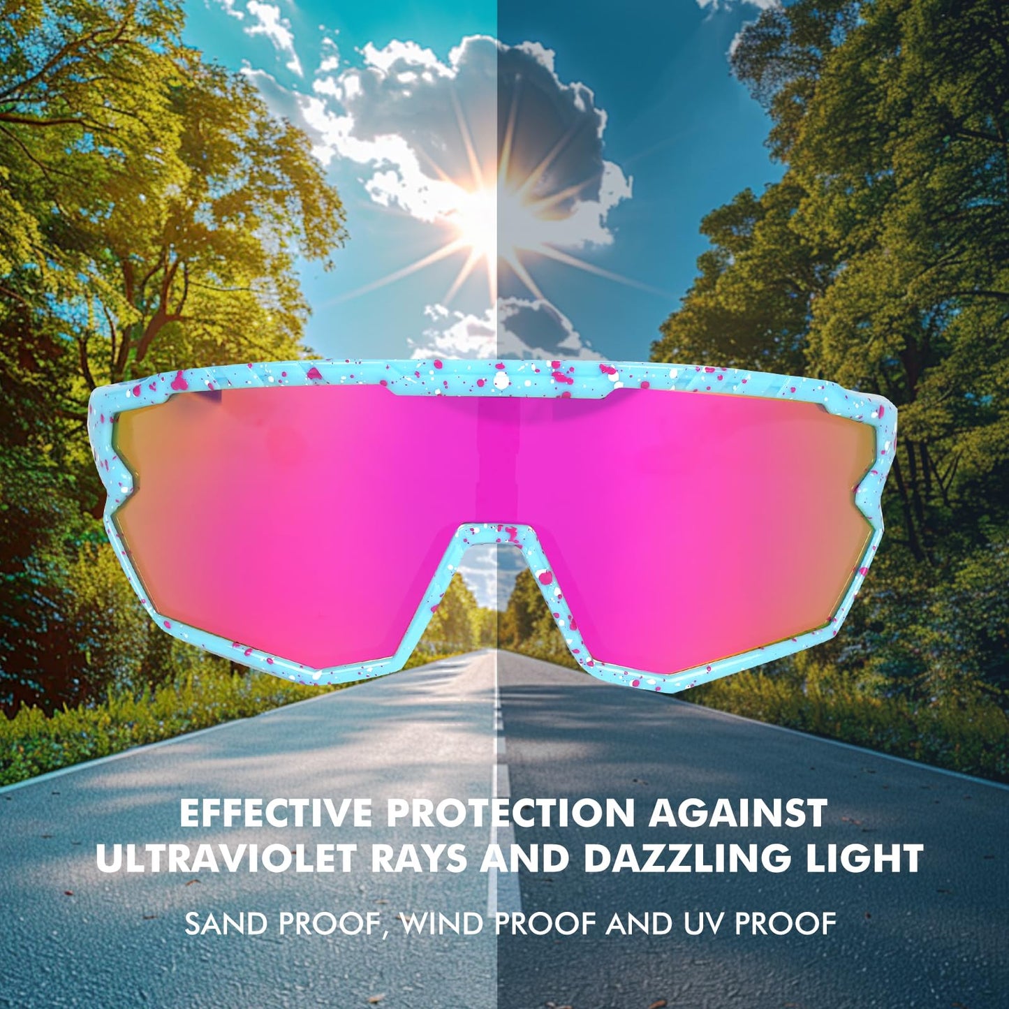 Polarized Glasses Kids Youth Baseball Sunglasses Adult Men Women Cycling Goggles with 3 lenses,Fishing,Ski Golff(Adult)