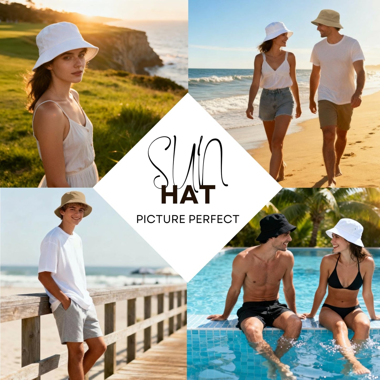 Premium Cotton Bucket Hat – Adjustable Size, Lightweight Sun Hat for Men & Women, Outdoor Summer Travel & Beach Black