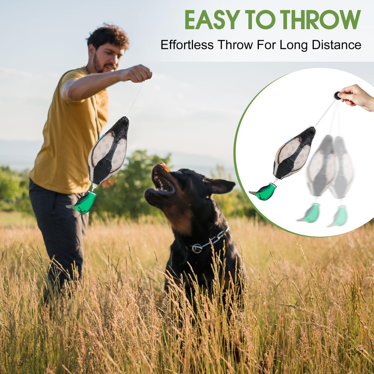 Solaradgy Duck Dummy Bumper for Waterfowl Hunting Retriever Dog Training, Dead Duck Style Floating Scent-Injectable Trainer for Land and Water, Includes Storage Bag & 10 High-Visibility Strips