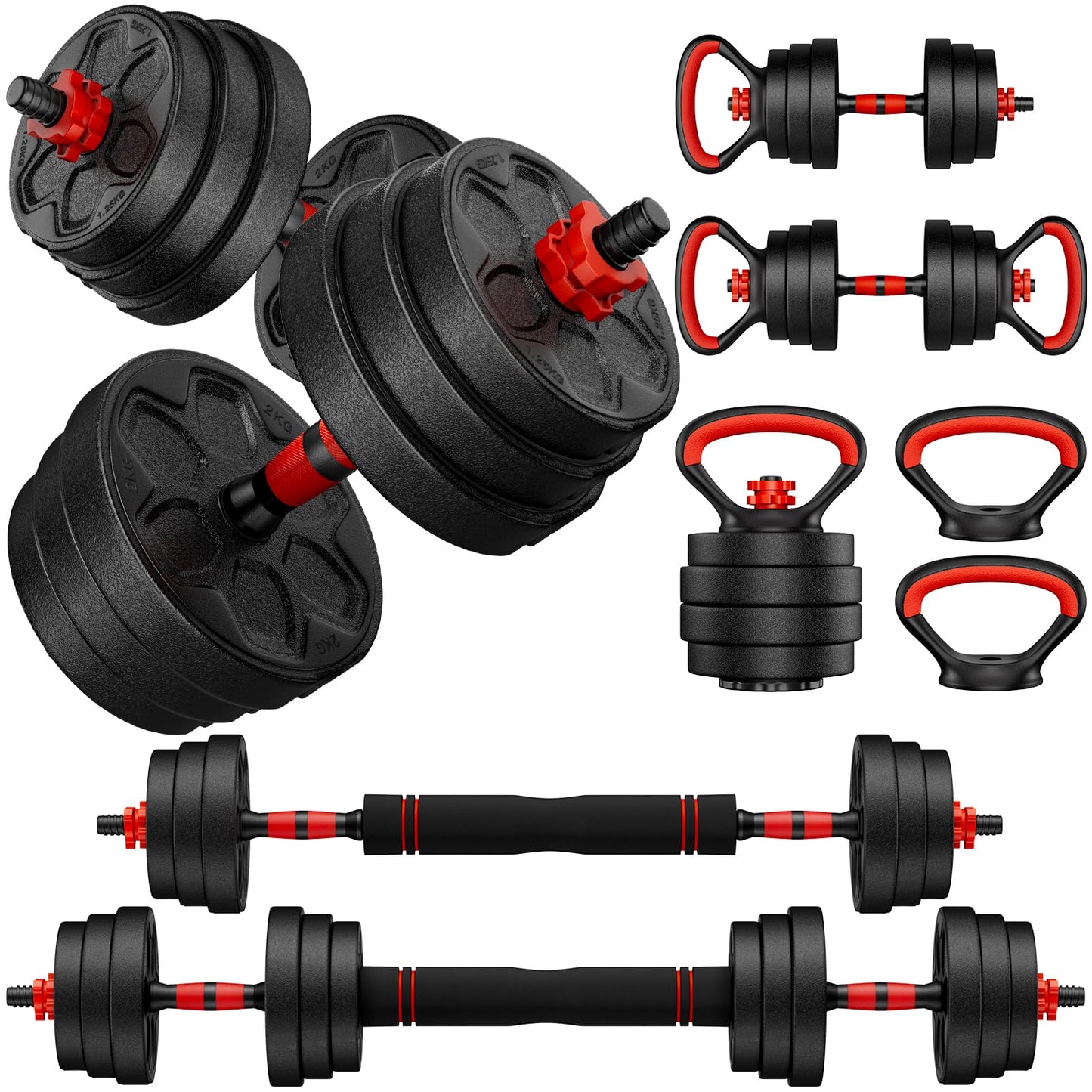 BDSHE 45lbs Adjustable Dumbbell Set, 4-in-1 Dumbbell set，Suitable Men/Women