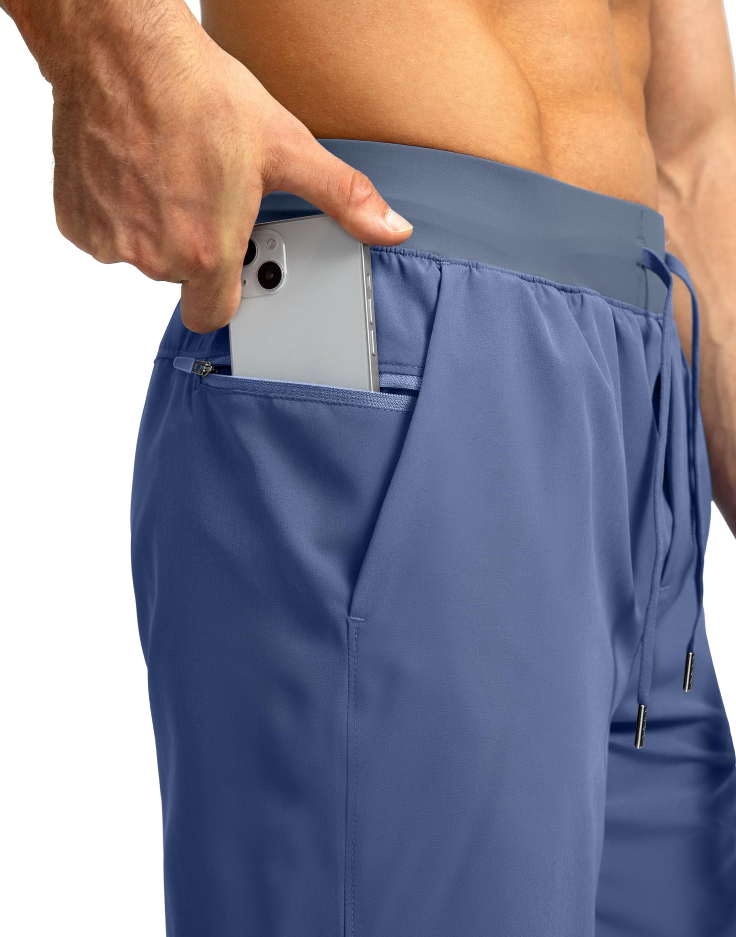 Soothfeel Men's Running Shorts with Zipper Pockets 5 Inch Lightweight Quick Dry Basketball Gym Workout Athletic Shorts for Men (Blue, XL)
