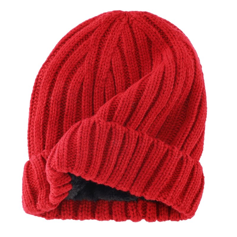 Connectyle 3 PCS Fleece Lined Cold Weather Set, Warm Winter Beanie Hat, Long Scarf and Touchscreen Gloves for Men & Women (Dark Red)