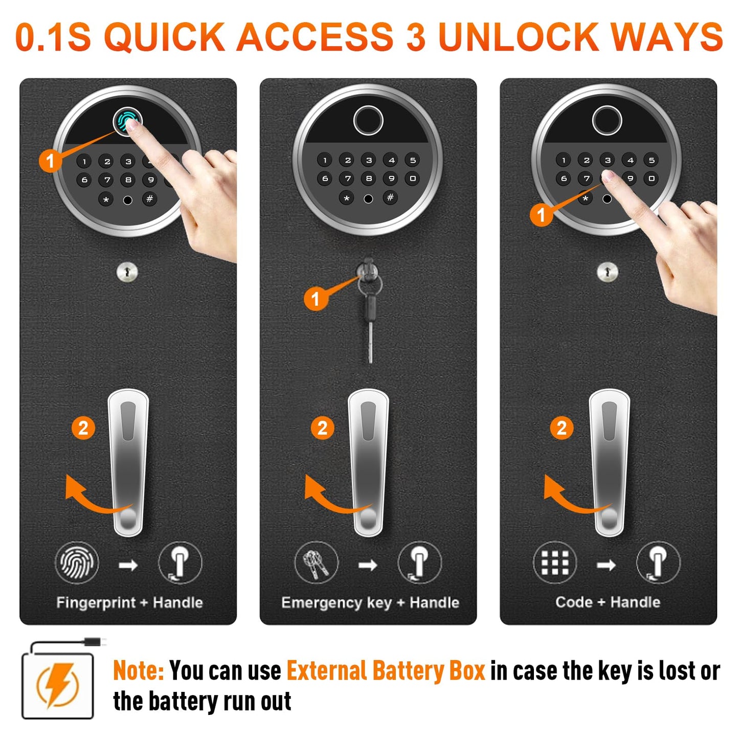 [2024 NEW] 7-8 Fireproof Biometric Gun Safes for Home Rifle and Pistols, Heavy Duty Anti-Theft Long Gun Safes for Rifles and Shotguns with 3 Handgun Pocket, Removable Shelf, Silent Mode