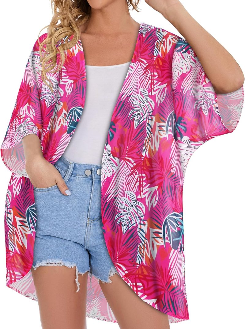 Floral Print Puff Sleeve Kimono Cardigan - Casual Loose Cover Up Blouse for Women | 2026 Style