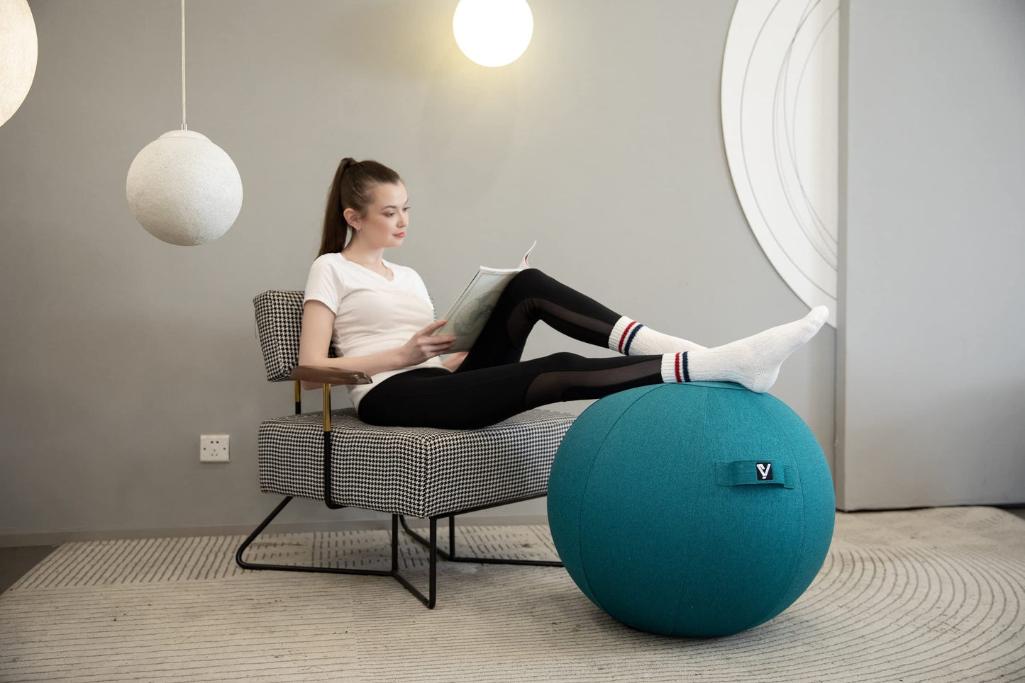 YOGIVO Sitting Ball Chair, Yoga Ball Chair Exercise Ball Chair for Home Office Desk, Stability Ball for Fitness & Pilates, Ergonomic Balance Ball Seat with Cover and Pump