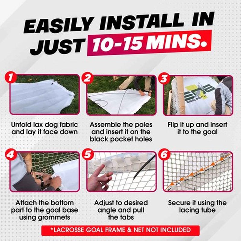 Goal Sports Innovation Lax Dog, Lacrosse Goal Ball Return Insert, Durable PVC Mesh In-Goal Rebounder, Easy-to-Install Net for Lacrosse, 6ft x 6ft