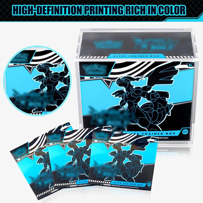 Acrylic Display Case for Trading Cards - 2-Pack Stackable Protector with Ultra-Thick Walls & Strong Magnets | Fits Elite Trainer Boxes