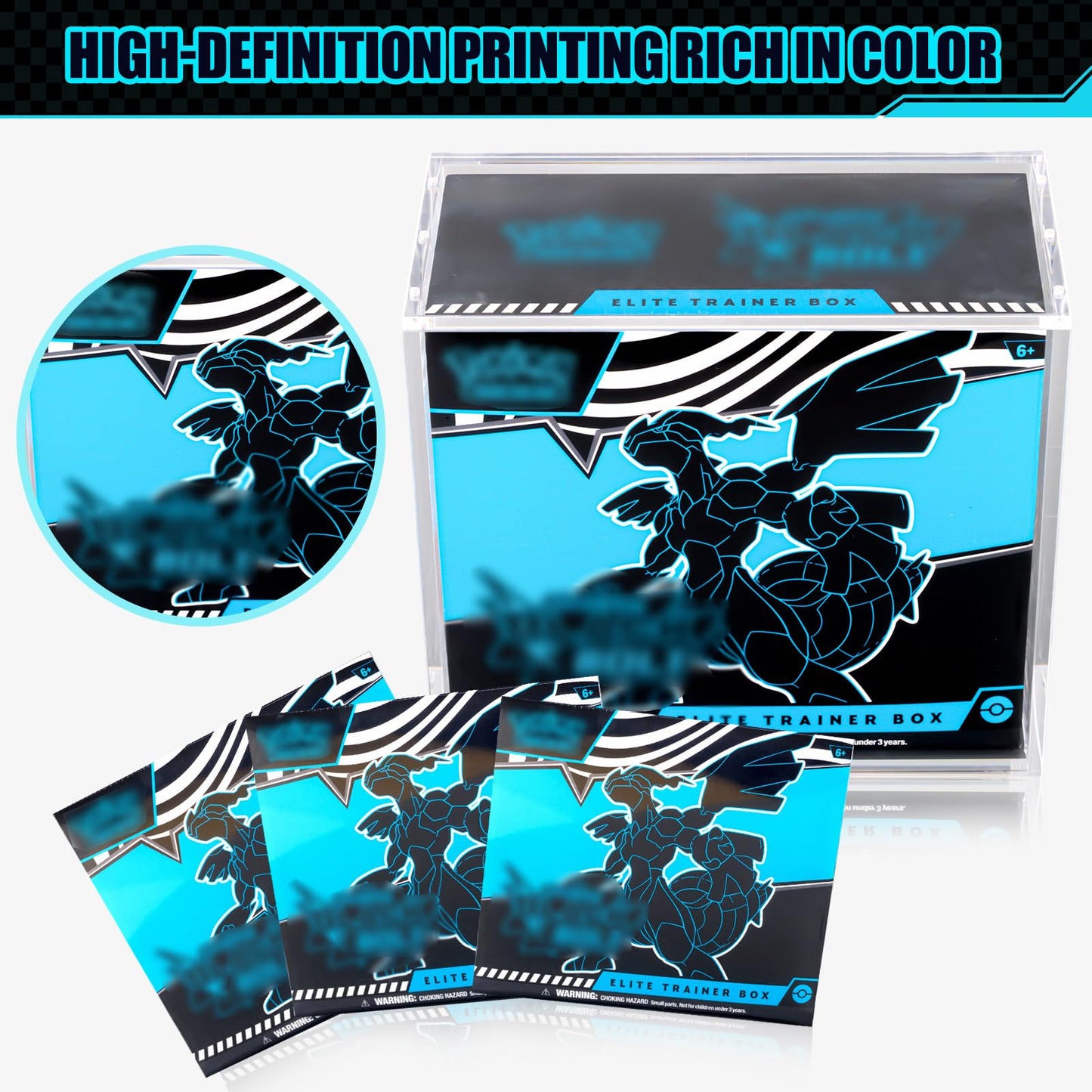 ETB Protector case, Elite Trainer Box 8mm+5mm Ultra Thick Stackable Acrylic Protector with Strong Magnets - Compatible with Elite Trainer Boxes