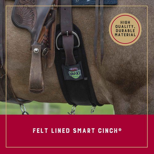 Weaver Equine ‎Straight Smart Horse Cinch, Anti-Slip Felt Lined Saddle Cinch Girth with Smart Cinch Buckle, Western Horse Riding Supplies, ‎Black