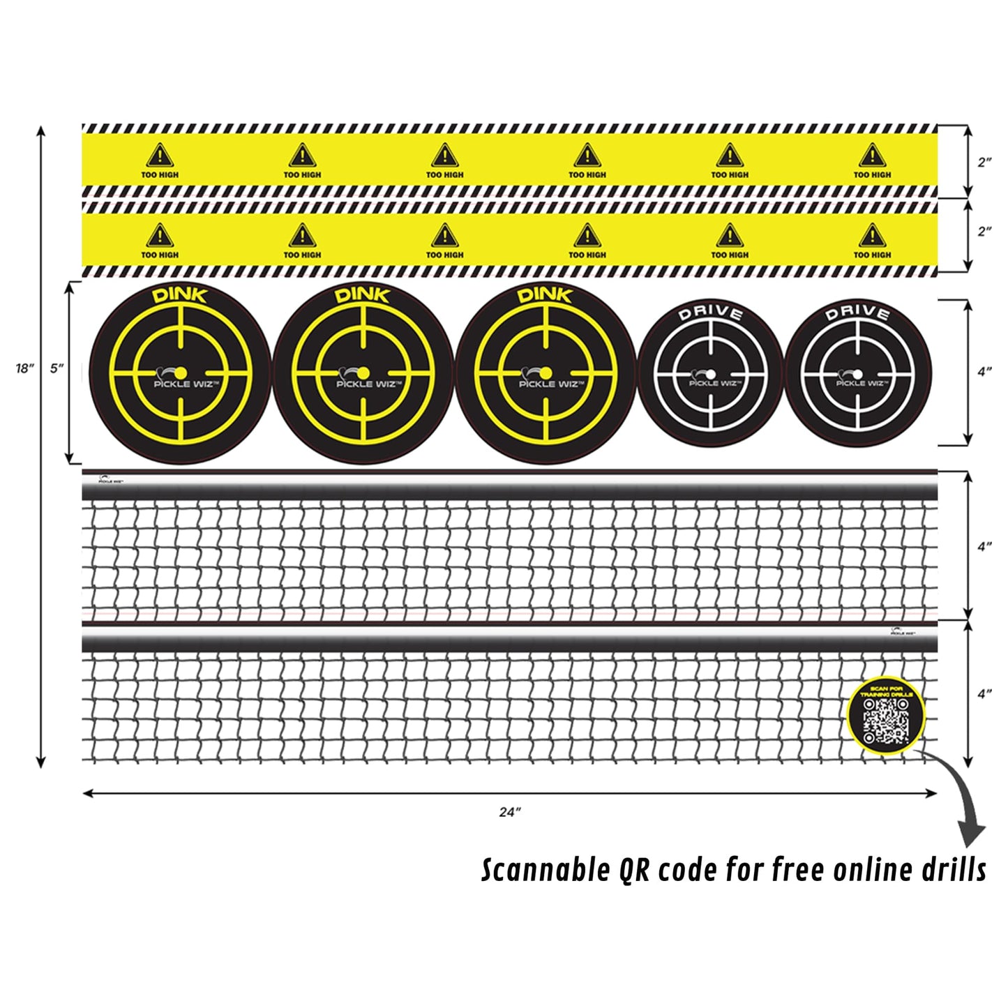 The Peel People PickleWiz At Home Pickleball Trainer, Ultra Repositionable Wall Decal Targets, Silent Foam Ball Included, QR Code to Free Online Drills