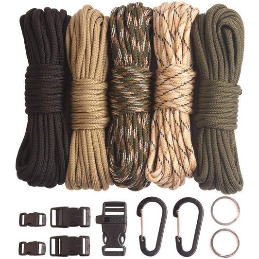 GeGeDa Paracord,Paracord 550 Combo Crafting Kits with 5 Types Buckles,20 Feet Each Paracord Rope (Light Rainbow Set 200feet) (B-Set)