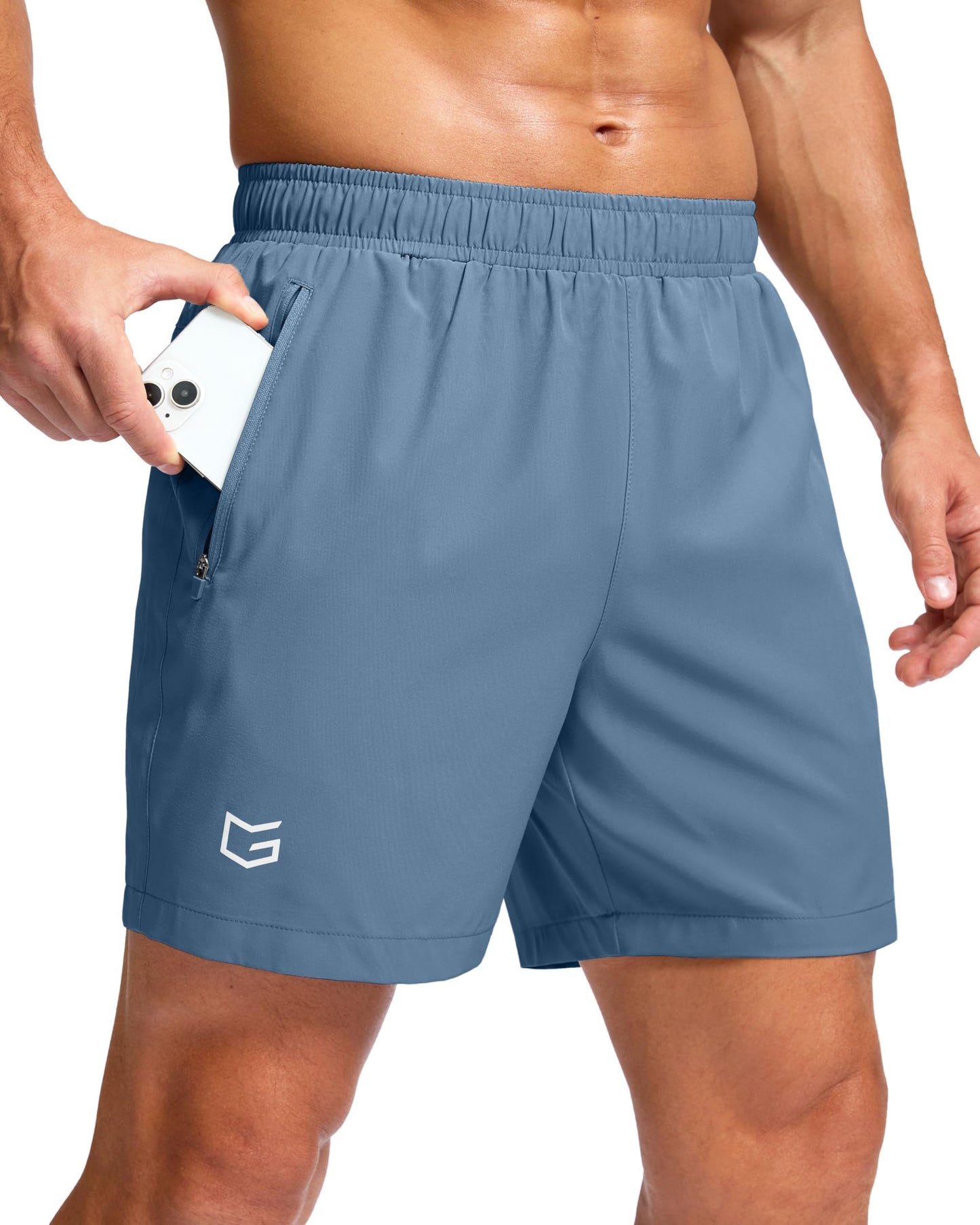 G Gradual Men's Athletic Running Shorts with Zipper Pockets Quick Dry 7"/ 5"/ 9" Workout Gym Shorts for Basketball Hiking(Federalblue,5S)