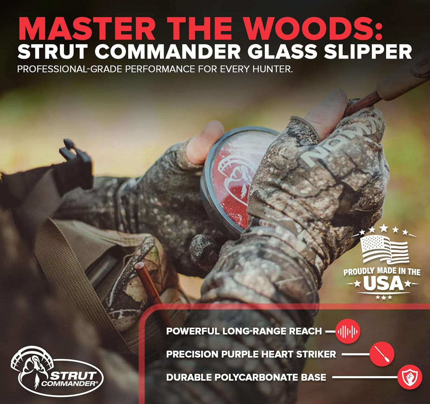Turkey Pot Call - STRUT COMMANDER Slate & Cherry Scratch Call for Realistic Sound | Perfect for Hunters