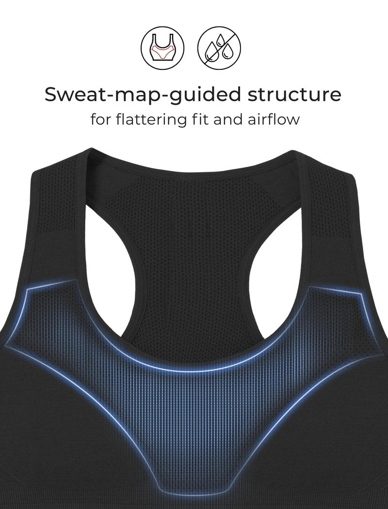 COZYZERO Women’s Merino Wool Racerback Sports Bra - Seamless, Medium Support, Breathable, Moisture-Wicking for Yoga & Running - Black - Large