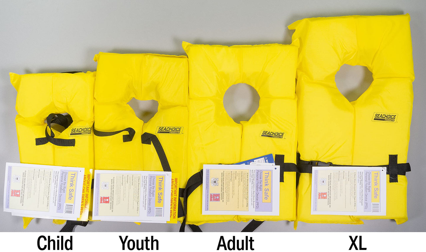 SEACHOICE 86080 Type II Personal Life Vest Foam Flotation Device, Yellow, Adult XL