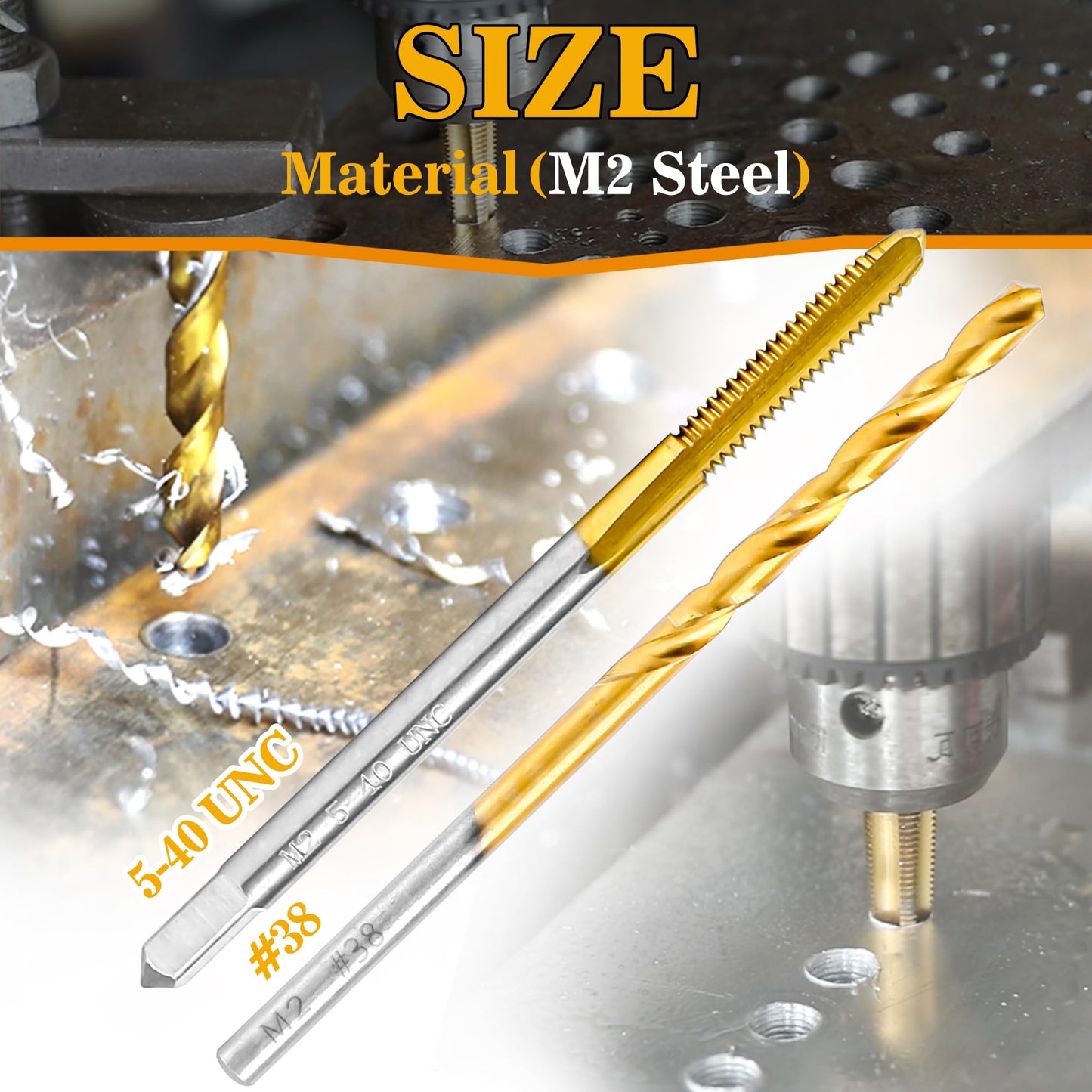 RURITKIT 5-40 UNC Tap and #38 Drill Bit Kit, M2 HSS Drill and Tap Set, Combination of Drill and Tap Kit for Metal