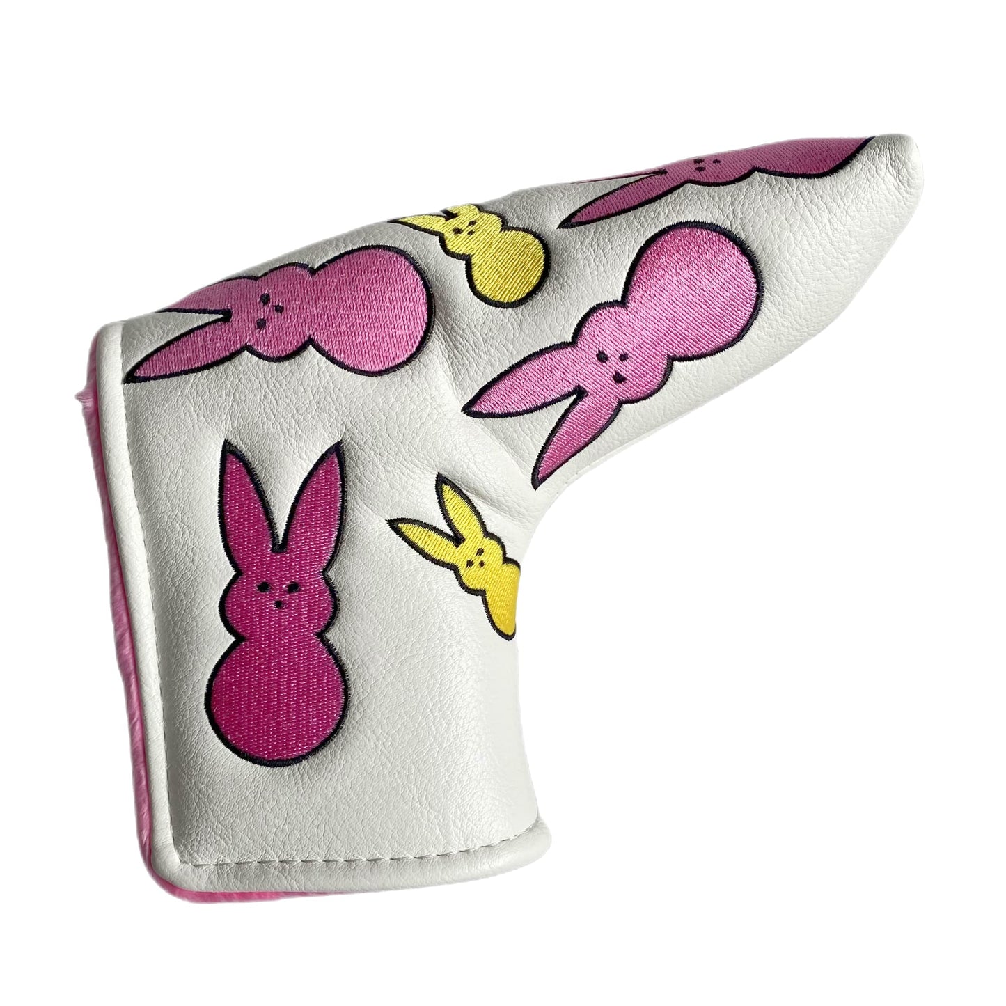 Putter Cover Magnetic Bunny Year Bunny Putter Headcover Golf Putter Head Cover Headcover Magnetic Golf Blade Putter Cover (Pink for Girls, Blue for Boys) (Pink Bunny)