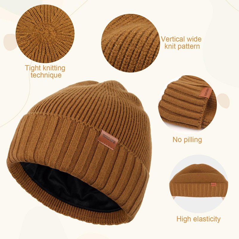 Wmcaps Fleece Lined Beanie Knitted Hats for Men Women, Winter Stocking Cap Soft Beanie Warm Ski Hats Unisex Gifts Navy Blue