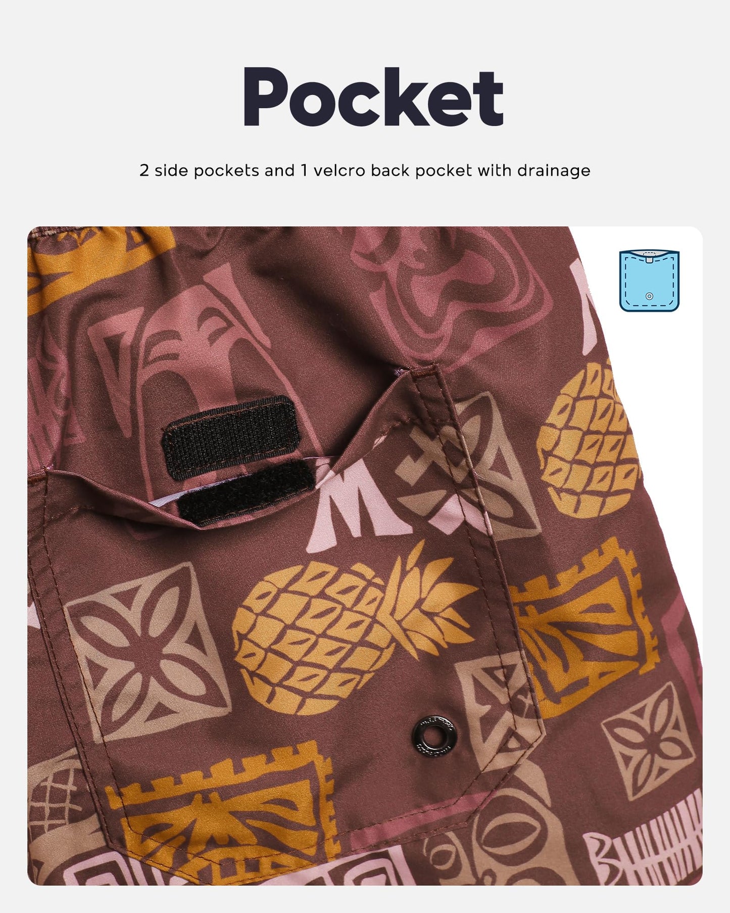 maamgic Mens Swim Trunks Quick Dry Swim Shorts with Mesh Lining Funny Swimwear Bathing Suits 7inch Brown Totem XX-Large