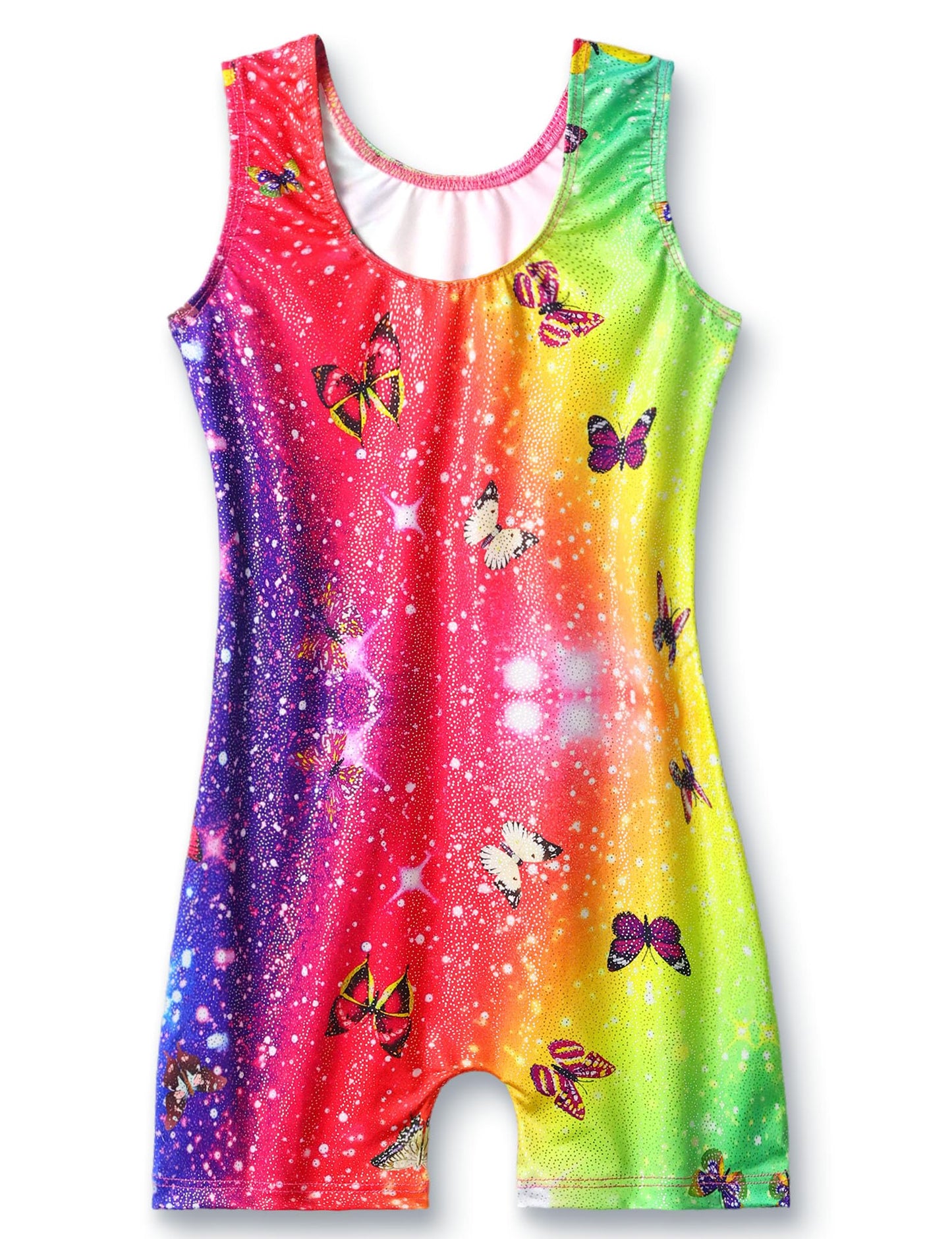 Domusgo Girls Gymnastics Leotards Tank Unitards Size 7-8 Years Old Rainbow Colorful Butterfly Gym Leos