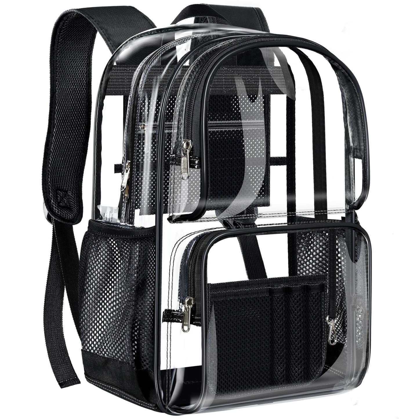 PAMANO Clear Backpack Heavy Duty Transparent See Through Bag for College Work Travel Security,Black