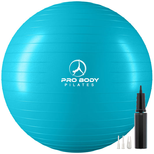 ProBody Pilates Ball Yoga Ball Exercise Ball, Balance Ball or Pregnancy Ball for Stability, Yoga Ball Chair, Therapy Ball Workout Ball or Birthing Ball for Pregnancy (Sky, 55 cm)