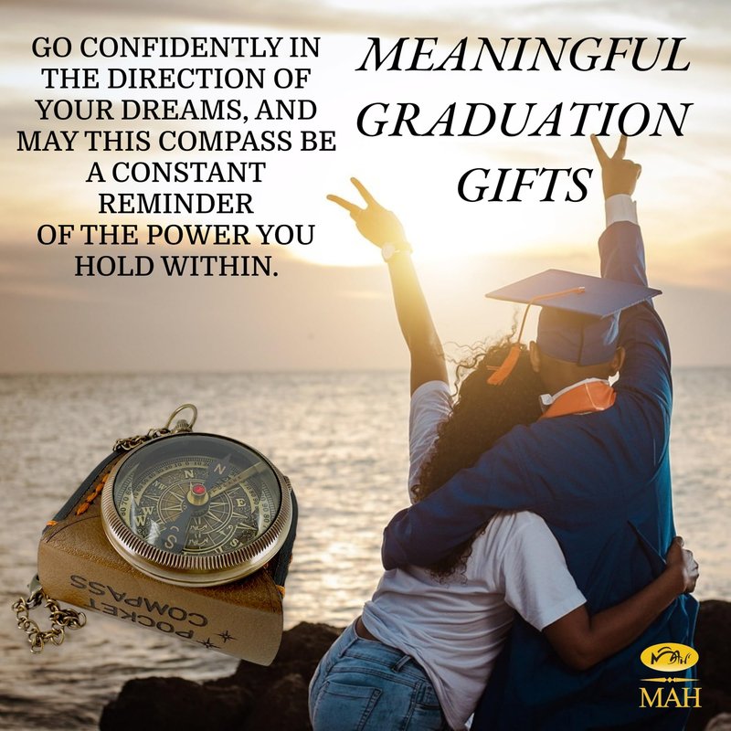True North Compass – Go Confidently in the Direction of Your Dreams – Embossed Brass Compass – Graduation, Confirmation, Birthday, Motivational Gift for Him, Her, Students, Boys, Girls, High School