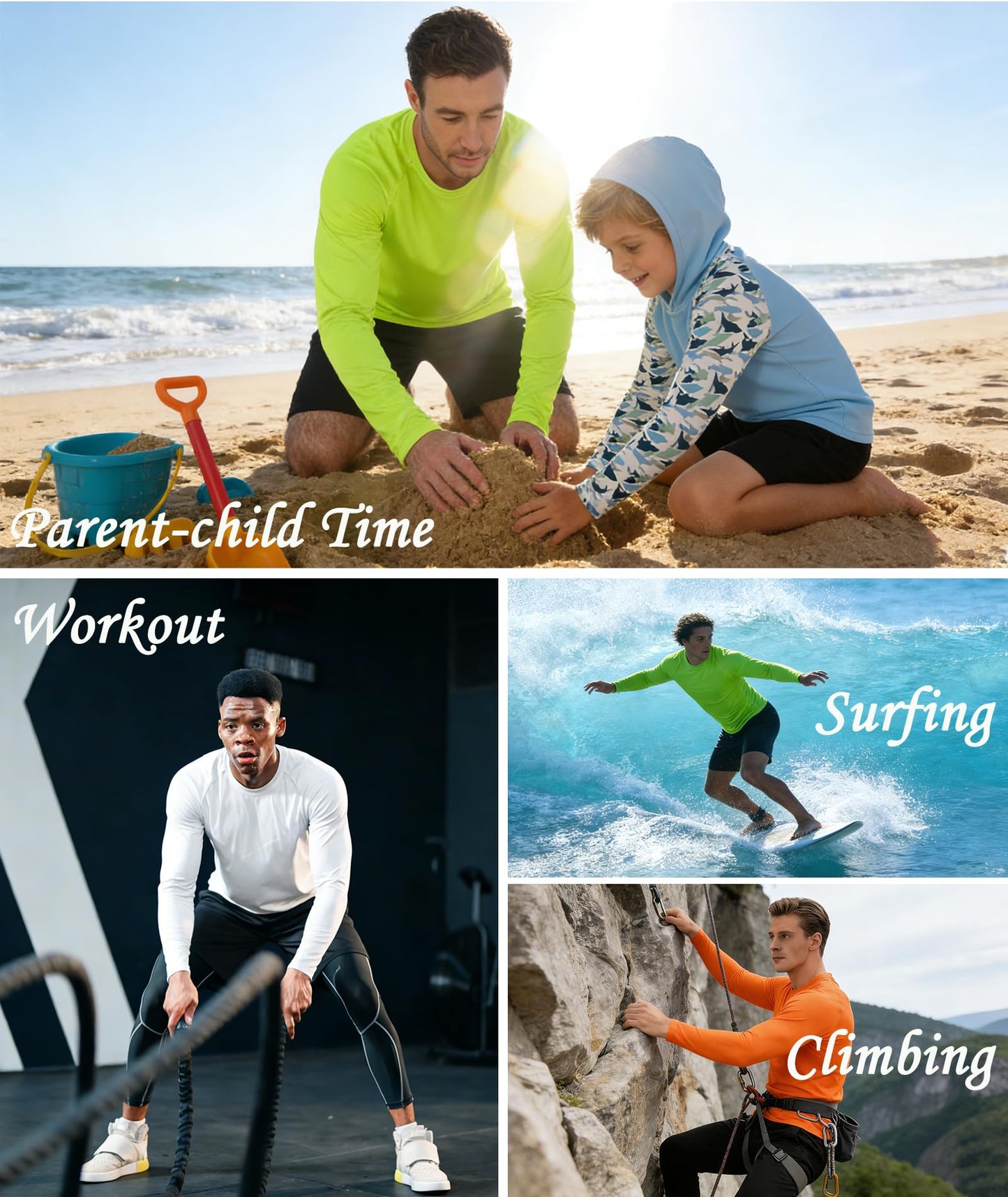 ZITY 3 Pack Mens Long Sleeve T Shirts Crew Neck Tee UPF 50 Sun Protection Moisture Wicking for Hiking Fishing Workout Gym Running