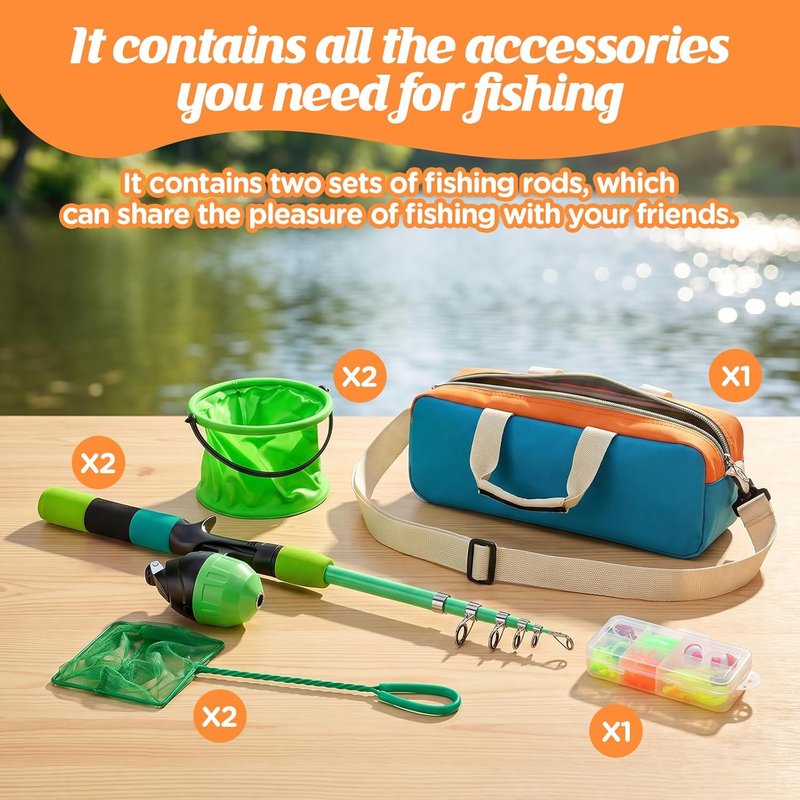 Kids Fishing Rod Reel Combo - 4.92FT/5.9FT Telescopic Fishing Pole with Spincast Reel & Accessories | Ultralight Starter Kit for Boys & Girls