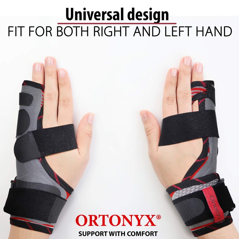 ORTONYX Pinky Finger Splint Wrist Immobilizer Brace - Boxer Fracture for 4th & 5th Finger, Ulnar Gutter Support, Metacarpal Tunnel Syndrome, Breathable & Adjustable for Left or Right Hand / KB434 Gray