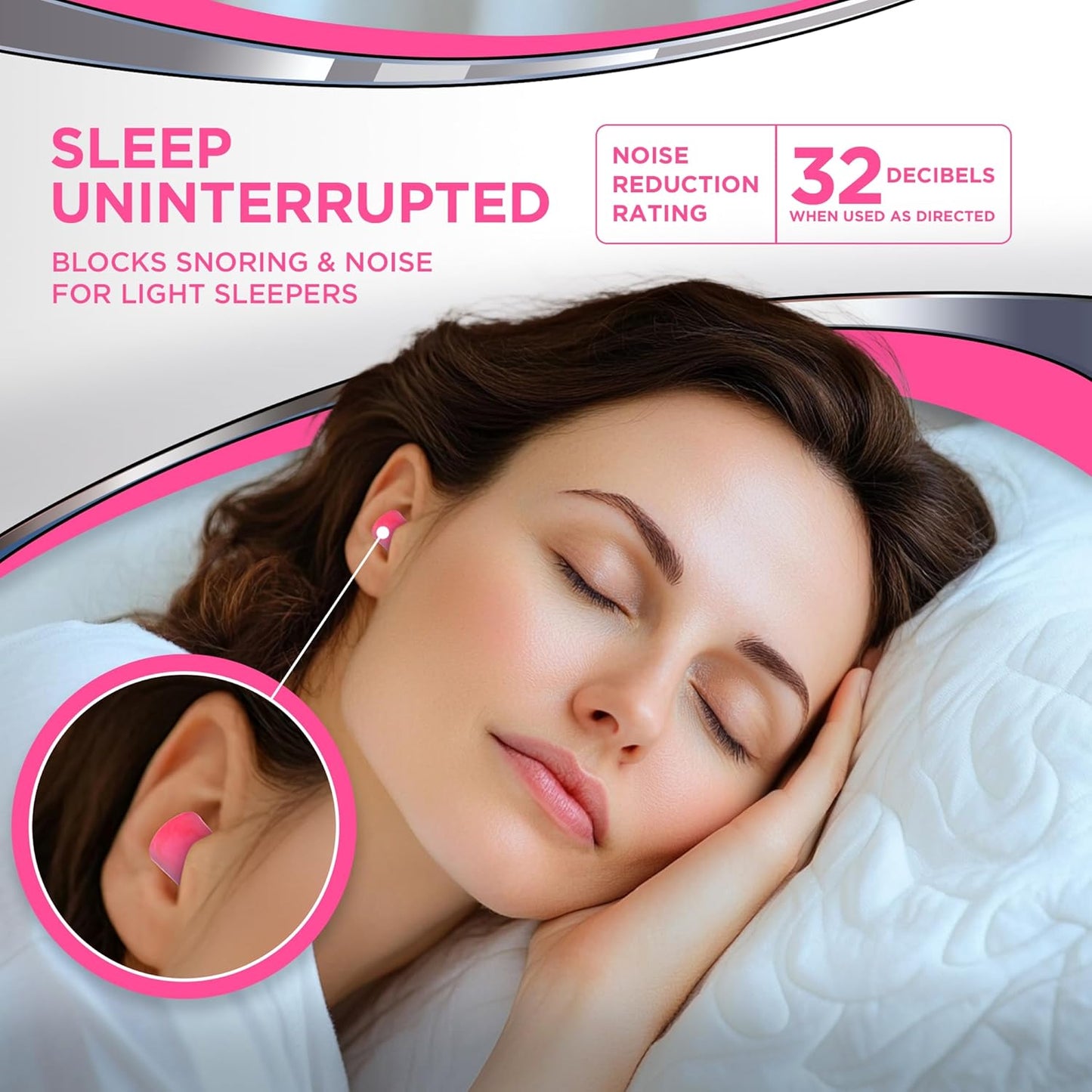 Sleep Ear Plugs - HEAROS Pretty in Pink, 14 Pairs for Comfortable Sleeping