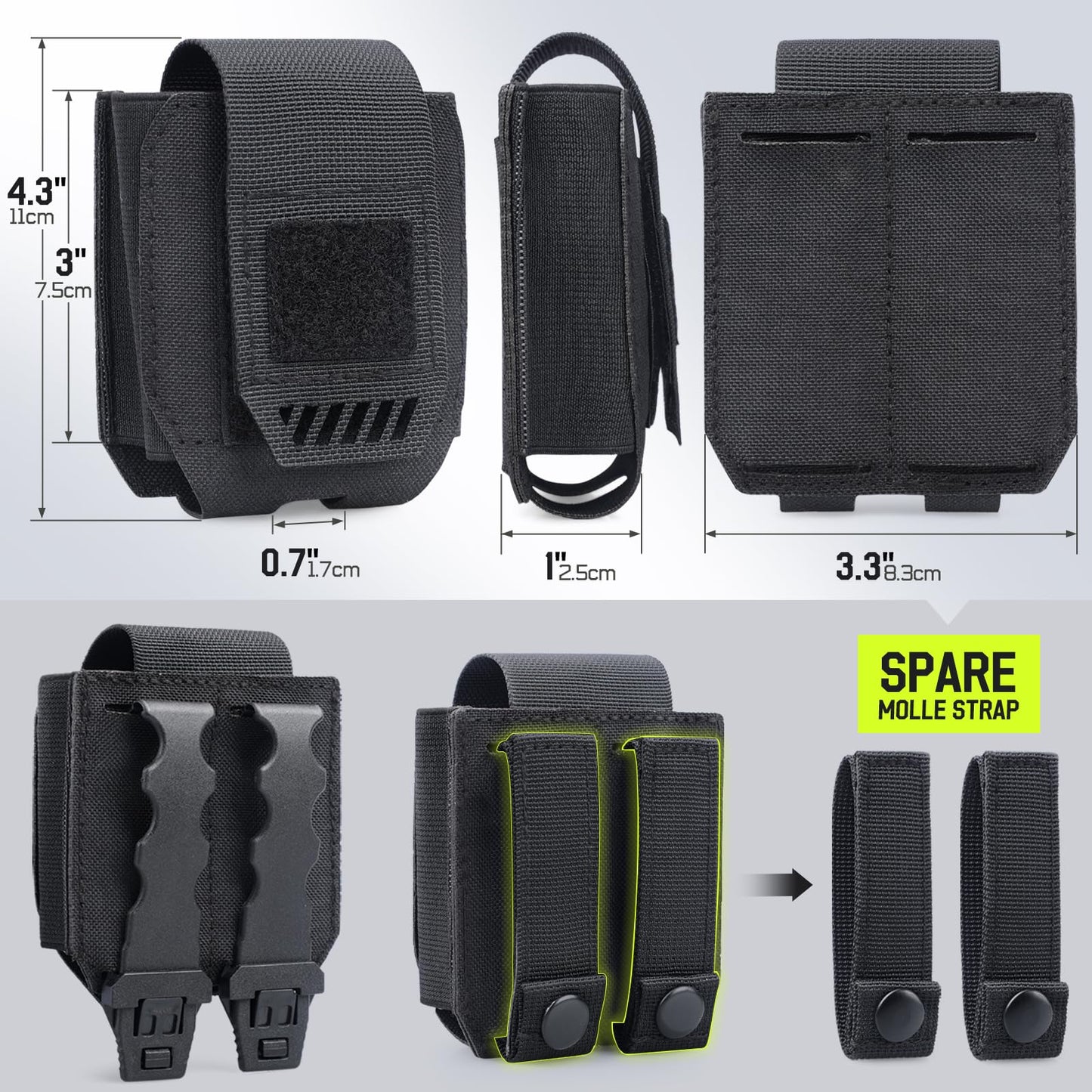 Molle Handcuff Pouch, Handcuff Holder for Duty Belt/Police Vest, Handcuffs Case Fit Chain/Hinged/Folding/Asp Handcuffs, Quick Release Hand Cuff Holster for Police, Security Guard Accessoires
