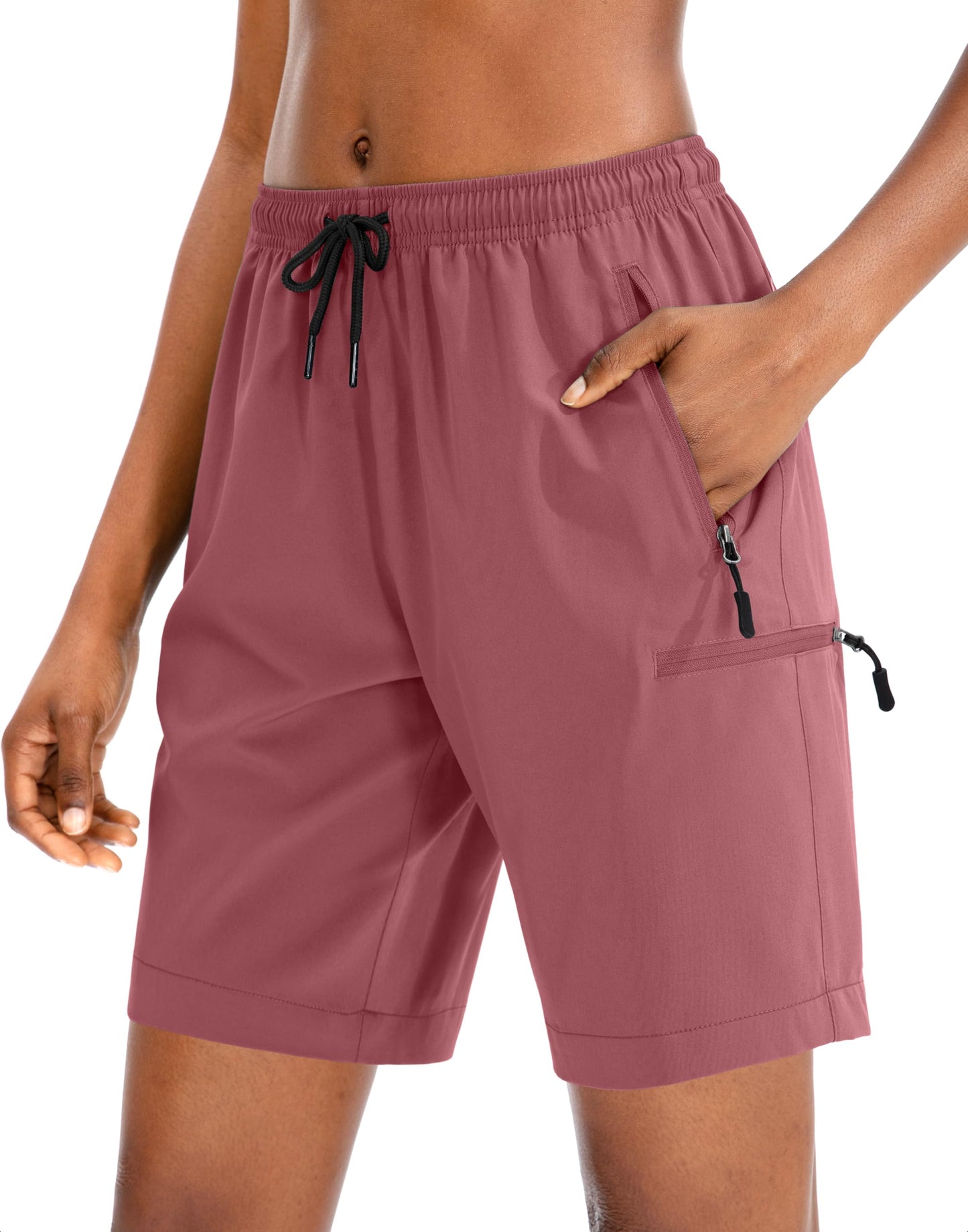 SANTINY Women's 5''/ 7''/9'' Hiking Cargo Shorts(Dusty Pink_XXL)