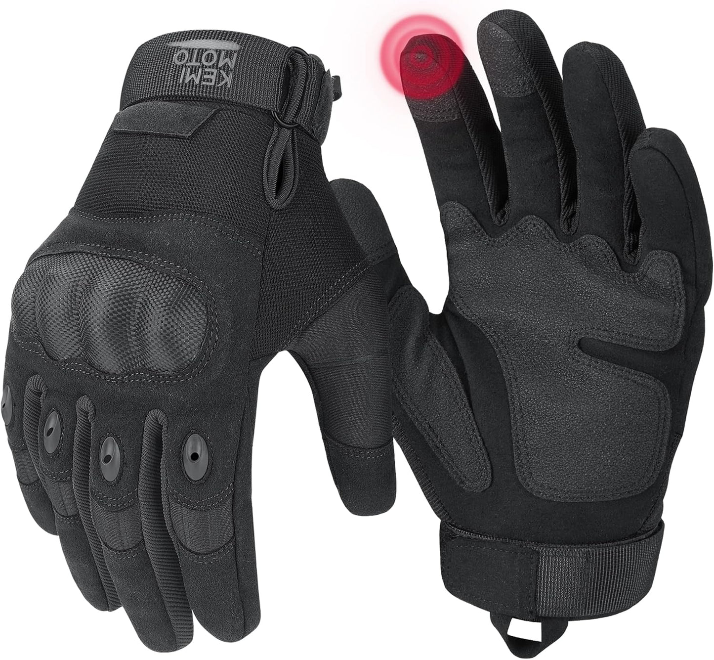KEMIMOTO Tactical Gloves - Touchscreen Motorcycle Gloves with Hard Shell & Palm Padding | Perfect for Cycling, Airsoft, Hunting & More