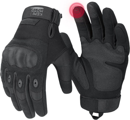 KEMIMOTO Tactical Gloves - Touchscreen Motorcycle Gloves with Hard Shell & Palm Padding | Perfect for Cycling, Airsoft, Hunting & More