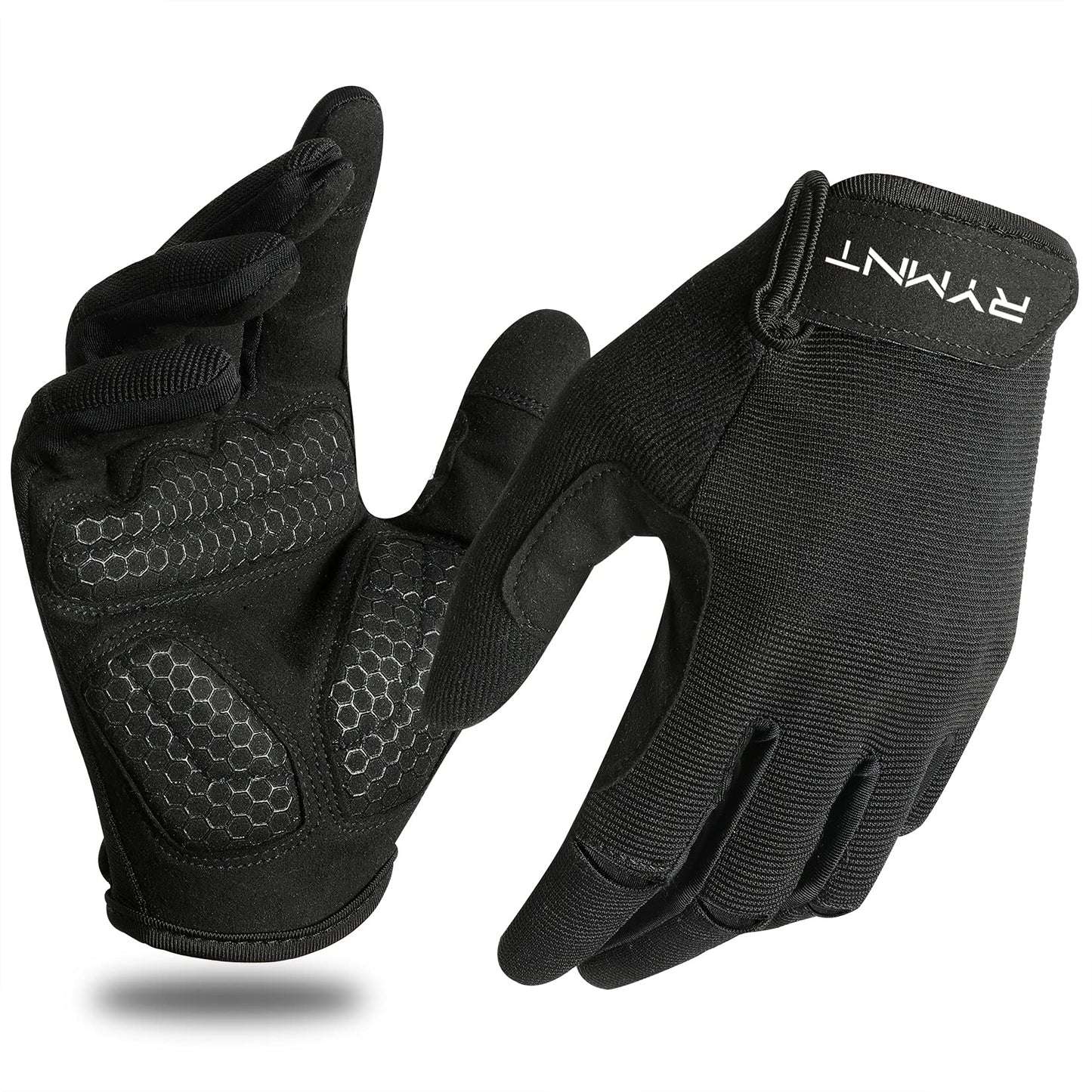 RYMNT Full Fingers Workout Gloves for Women Men-Gym Gloves for Women Weight Lifting, Exercise Crossfit Gloves-Touch Screen-Extra Grip Foam-Padded-Anti-Slip for Fitness,Training,Cycling.Black-XL